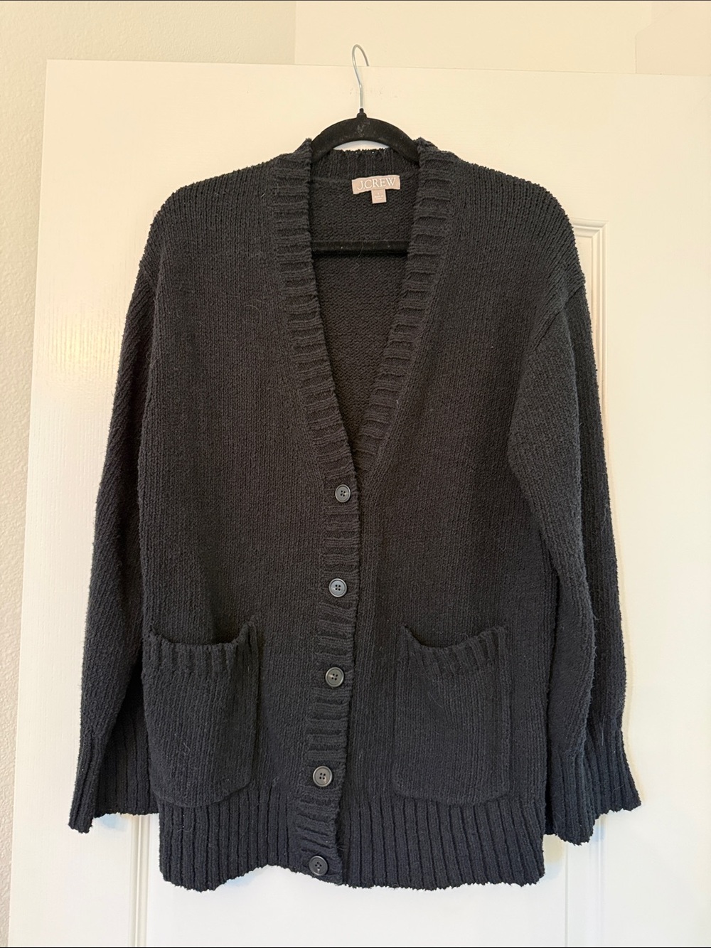 J. Crew Black Boucle Button-Up Cardigan